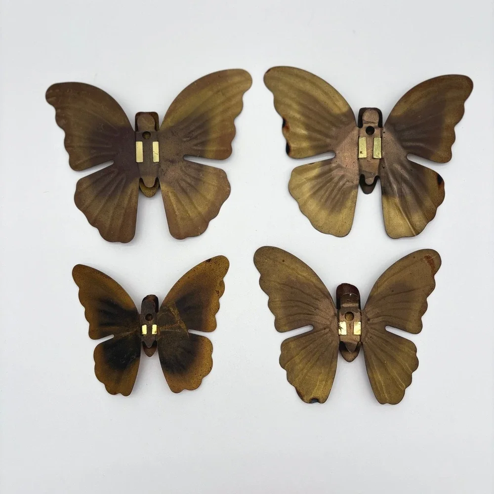Vintage Metal Butterfly Wall Art Set Mid Century Modern Brass Copper Decor MCM